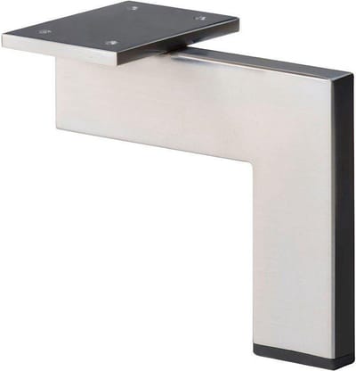 Stalen meubelpoot rvs look design 14 bij 1,5 cm en hoogte 14 cm - Set van 4 stuks