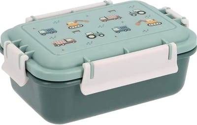 Tutete - lunchbox met fruitbakje en vorkje - Tractor werkvoertuigen - 18 x 12 x 7 cm