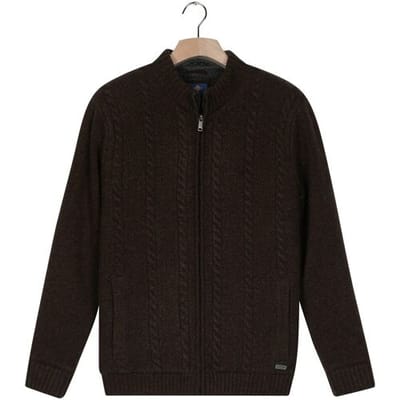Baileys Vest Lined Cable Pattern Full Zip Wool Blend Dark Brown / male