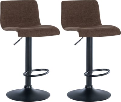CLP Branford Set van 2 barkrukken - Met rugleuning - Met voetsteun - Metalen frame - zwart/bruin