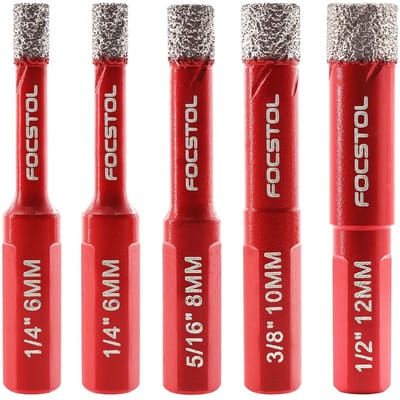 Diamant tegelboor - Gatenzaag Boor - Tegels Boren - Vacuüm Gesoldeerd - 5 stuks 6-12 mm - Zilver