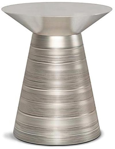 Antieke Zilveren Metalen Bijzettafel - Ronde Accent Tafel voor iedere Ruimte