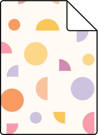 Proefstaal ESTAhome behang grafisch motief wit, paars, roze en geel - 26.5 x 21 cm - 131986-S