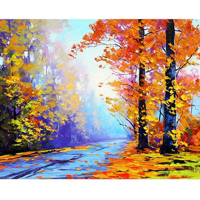 DIY 5D Diamond Painting Cross Stitch Olieverfschilderij herfstlandschap Diamantborduurwerk 20X30CM orange