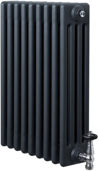 4-kolomsradiator - grijs - 600x425 mm - thermostaatkraan