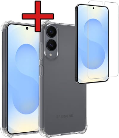 Hoesje - Met Screenprotector - Geschikt voor Samsung Galaxy S25 Edge - Sterk & Shockproof - Back Cover - Siliconen Case - Telefoon Hoes - Shock Proof - Telefoonhoes - Transparant