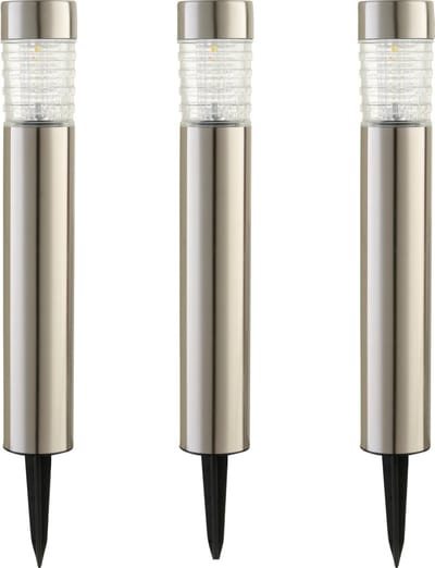 Luxform - Tacoma - Solar Tuinlamp - 3 stuks - 5 Lumen - RVS Zilver - Werkend op zonne-energie