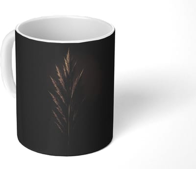 Mok - Koffiemok - Tak - Pluimgras - Donkerbruin - Mokken - 350 ML - Beker - Koffiemokken - Theemok