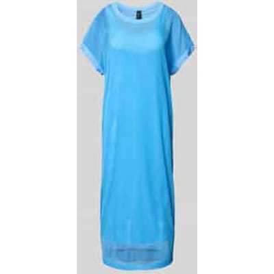 Semi-transparante midi-jurk met ronde hals