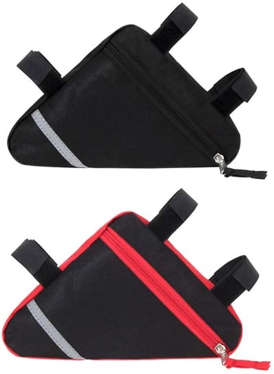 Dailygoody - Driehoek fietstas - Nylon waterdicht - Rood en zwart - Reflecterend - Fietsaccessoire voor dagelijks gebruik - Ideaal voor sportfiet