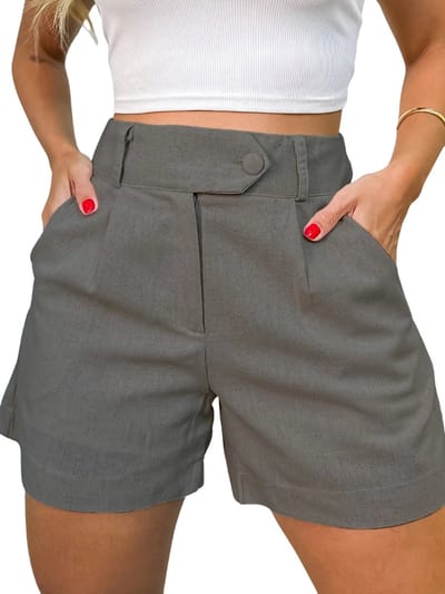 Livano Korte Broek Dames - Spijkerbroek - met Zakken - Volwassenen - Jongens - Shorts - Donkergrijs - Maat XS