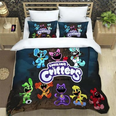 3D Cartoon S-smiling critters Beddengoedsets Exquise bedbenodigdhedenset Dekbedovertrek Dekbedset Beddengoedset Luxe Verjaardagscadeau AU Single(140x210cm)