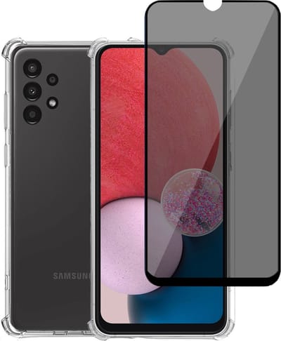 Hoesje geschikt voor Samsung A13 4G + Screenprotector – Gehard Glas Cover - Shock Proof Case Transparant