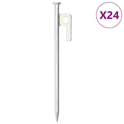 vidaXL - Tentharingen - 24 - st - 9 - mm - 20 - cm - gegalvaniseerd - staal