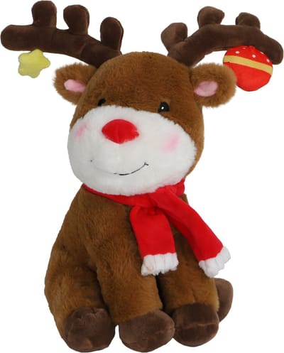 Boon hond kerstspeelgoed rendier+bel+piep bruin 25cm