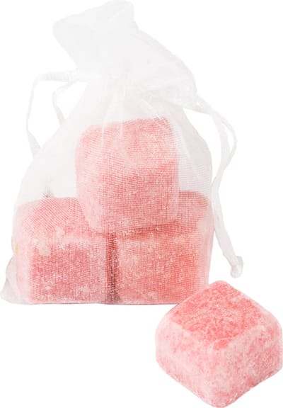 Organza zakje met 3x mini amberblokje rose - leg de amberblokjes op een schaaltje of laat ze smelten in een geurbrander