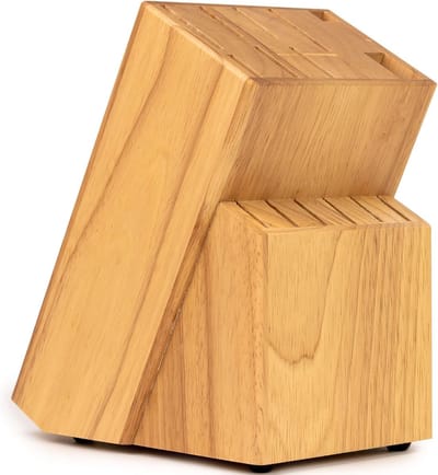Houten Messenblok Zonder Messen - Duurzaam Messenhouder van Rubberhout, Elegant en Ruim voor het Organiseren van Messen in de Keuken, Ideaal voor een Netter Werkblad