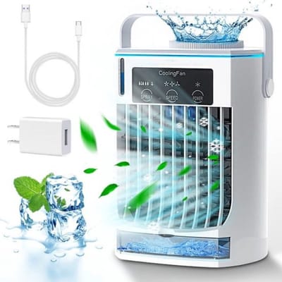 TADES® Airco - Mini Airco - Mobiele Airco - Aircooler - Luchtkoeler - Airco Zonder Afvoerslang - Aircooler Met Koelelementen - Aircooler Met Water - Airco - Luchtkoeler Met Waterreservoir