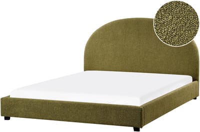 VAUCLUSE - Tweepersoonsbed - Olijfgroen - 160 x 200 cm - Bouclé