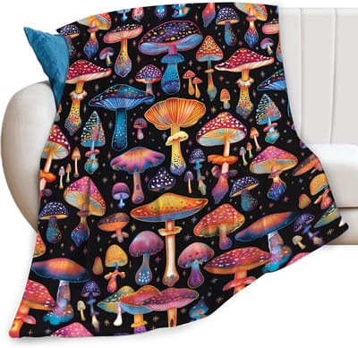 Gezellige Fleece Deken met Paddenstoelenprint voor Bank en Bed