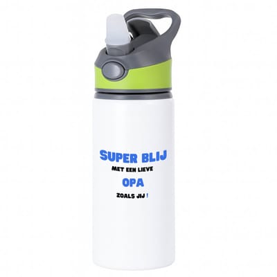 Hacebo® - super blij met een lieve opa zoals jij waterfles met rietje groen - Opa - de liefste opa - verjaardag - cadeautje voor opa - opa artikelen - kado - geschenk - water fles - 650ML