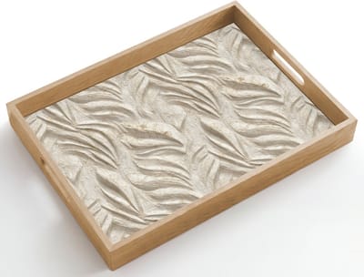 Dienblad hout 50x35 cm - Schootdienblad - Textuur - Reliëf - Beige - Borrelplank rechthoek - Plateau dienbladen