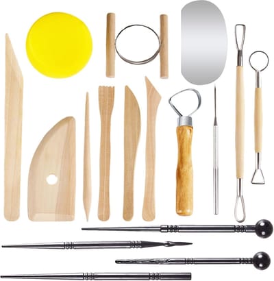 set, klei gereedschap set, 17-delige modelleergereedschap klei, pottenbakkersgereedschap, pottenbakkersaccessoires, polymeerklei gereedschap, pottenbakkersgereedschap