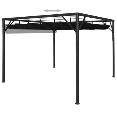vidaXL - Tuinprieel - met - uittrekbaar - dak - 3x3 - m - antraciet