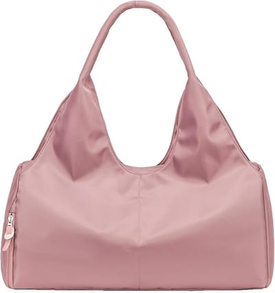 SnelShoppen - Sporttas voor dames en heren met schoenenvak en nat vak, weekendtas, opvouwbare handtas, roze, 48x20x27cm, ideaal voor fitness, vrije ti