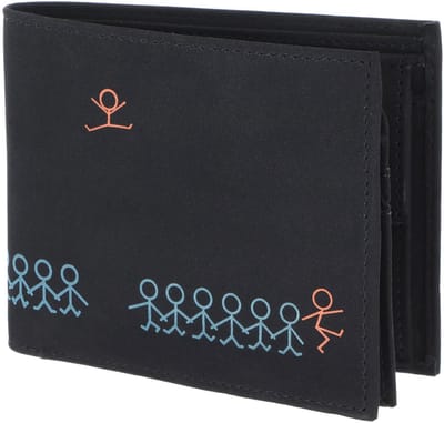oxmox portemonnee New Cryptan RFID Protect Querscheinbörse Jumping Jack Print Cyan Black zwart