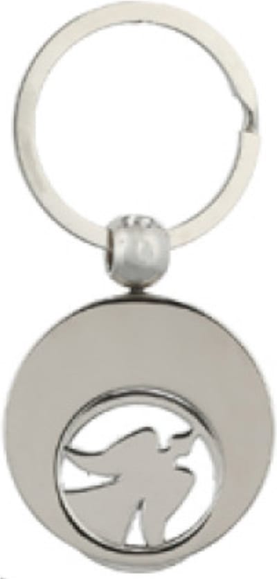Sleutelhanger met Engel Winkelwagenmunt - Zilver