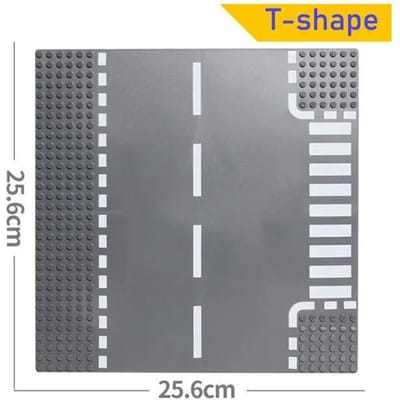 Stadsbodemplaat Klassieke Bouwsteenplaat Rechte Kruising Weg Straatbeeld Verkeer Weg Figuren Bouwspeelgoed Baksteen Cadeau