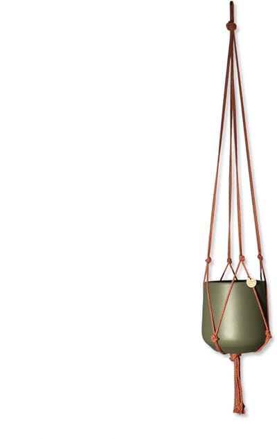 Minimalistische Plantenhanger - Kies kleur en lengte - Rood/Roestbruin - 110 cm lang - Katoenkoord - Geschikt voor Pot met Diameter t/m 20 cm - Handgemaakt in ons Macramé Atelier - Prijs per Stuk - Let op: Exclusief Pot - Inclusief Verzendkosten