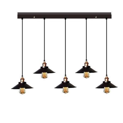 Industrieel Design - Hanglamp - 5 Kappen - Ø 18,5 cm - Zwart