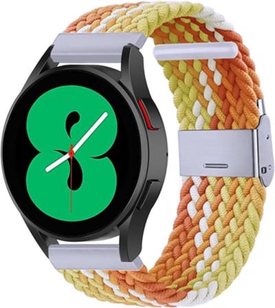 By Qubix - Geschikt voor Garmin bandje - Geschikt voor Garmin Venu / Sq / Sq2 / 2 plus - Braided nylon bandje - Geel / oranje - Smartwatch bandje 20mm