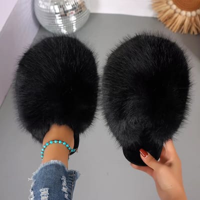 Warme Pluizige Slippers Dames Winter – Comfortabele Antislip Huisslippers – Zachte Luxe Damespantoffels voor Binnen en Buiten – Maat 40