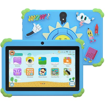 7 Inch Kinder Tablet PC, Octa Core, 4GB RAM, 64GB Opslag, Android 13, Telefoongesprek, Wi-Fi, Bluetooth Standard Tab blauw