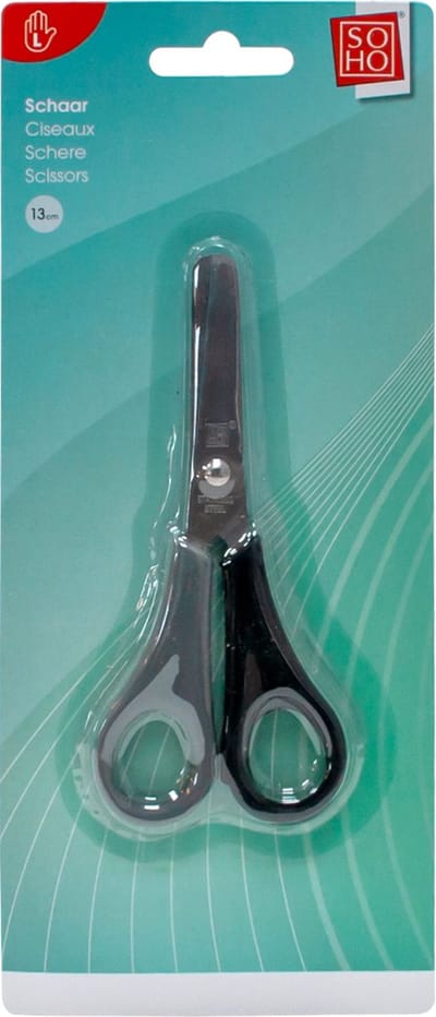 SOHO Schaar Ronde Punt – Schaar – Schaar Voor Linkshandige – Ronde Schaar – 13 cm – Zwart