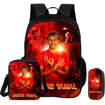 L-Lamin Yamal 3-delige Set Rugzak Schoudertas Etui Boekentas Voetbalster Rugzak kind Mochila Sport Schooltas Kindercadeau