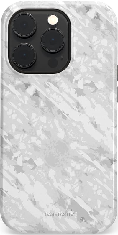 Casetastic hoesje geschikt voor Apple iPhone 14 Pro - MagSafe - Dubbellaagse bescherming - Winterse Camouflage - Fashion Case - Lichtgrijs Wit