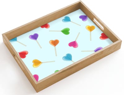 Dienblad hout 40x30 cm - Schootdienblad - Lolly - Regenboog - Snoep - Borrelplank rechthoek - Plateau dienbladen