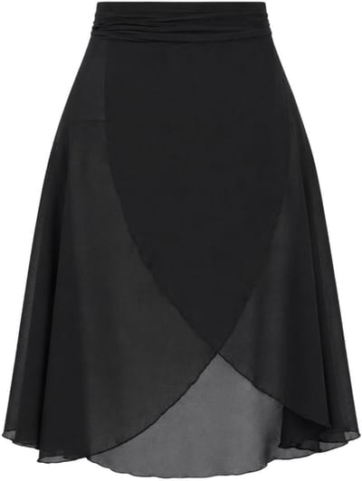 Dancer Dancewear® Balletrok zwart dames | Aria | Wikkelrok | Lange rok voor dans | Balletrok dames | Maat 34/36 | Maat S