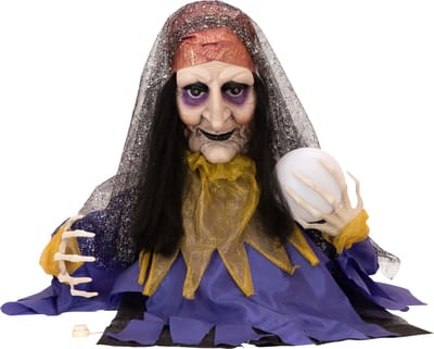Europalms Halloween Figur Wahrsagerin, animiert 50cm - Halloweendecoratie