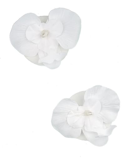 HOBI - 2 witte drijvende orchideeën 6 x 8 cm met centrale parel