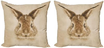 ABAKUHAUS Geometrische Kussenhoes – 40x40 cm – Dots Konijntje – Microvezel – 2 stuks