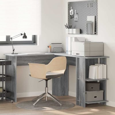 vidaXL - Hoekbureau - Grijs - Sonoma - Bewerkt - hout - 140 - x - 113,5 - x - 75 - cm