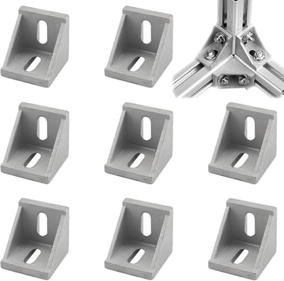 8x Set Metalen Hoekstukken 40x40 mm - Verstevigingsbeugels voor Aluminium Profielen en Meubelbouw