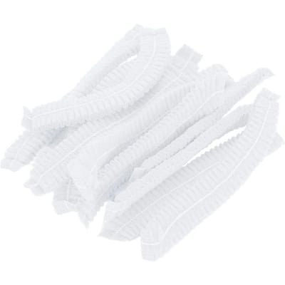 Lot de 100 bonnets jetables en tissu non tissé haute élasticité, filets à cheveux jetables pour salons de beauté, blanc.