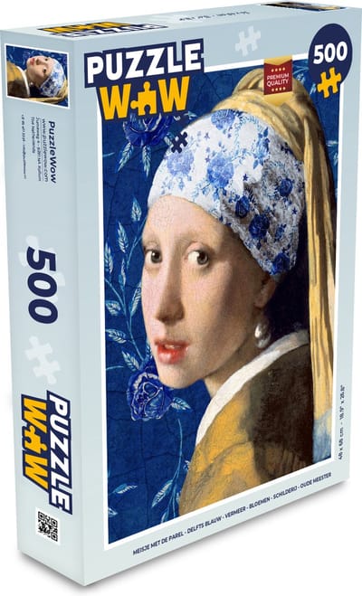Puzzel Meisje met de parel - Delfts blauw - Vermeer - Bloemen - Schilderij - Oude meesters - Legpuzzel - Puzzel 500 stukjes