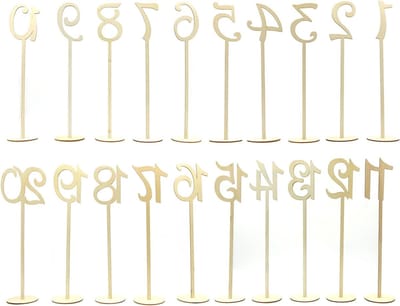 20 stuks tafelnummers, LepoHome 1 tot 20 houten bruiloft tafel nummers met stevige houder basis voor feestdecoratie
